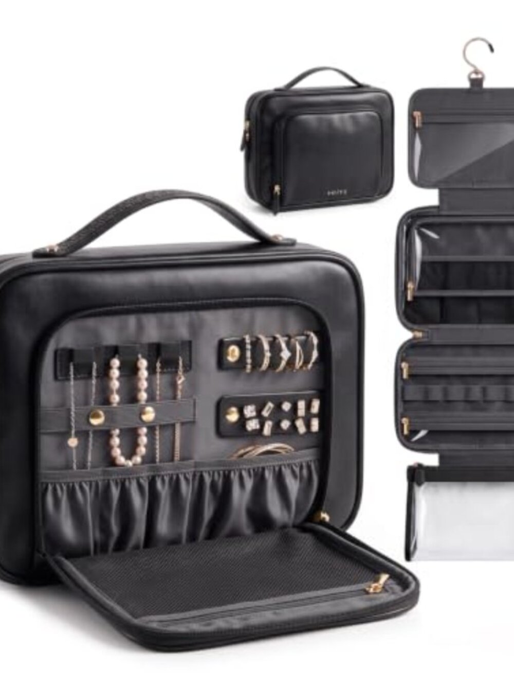 Hanging Toiletry Bag Waterproof Travel Makeup Organizer Vegan Leather
